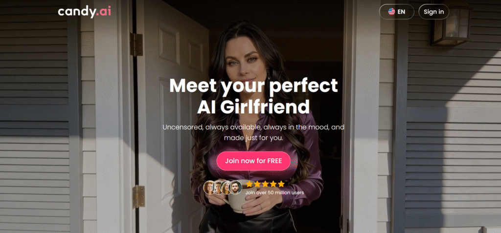 candi.ai ai girlfriend generator platform homepage screenshot