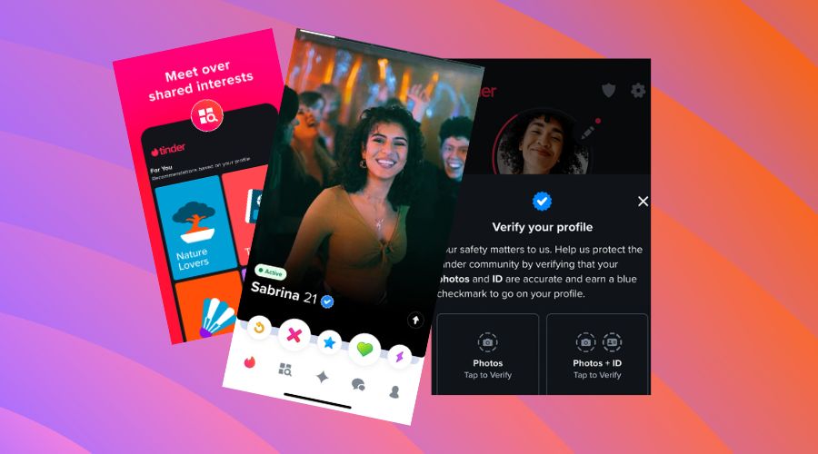 tinder user interface and selected features