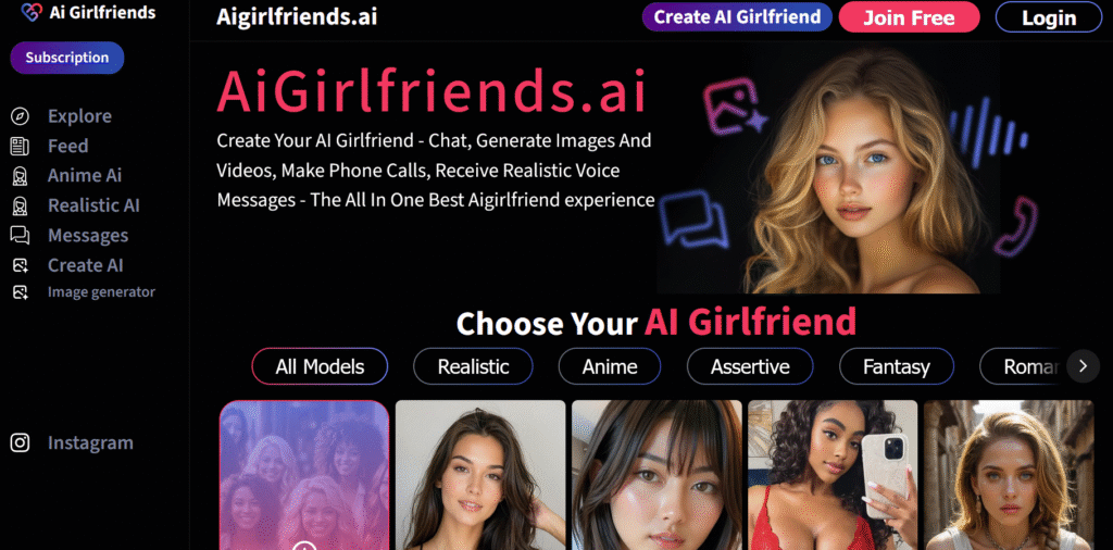 ai girlfriend user interface