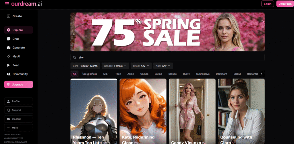 ourdream.ai user interface