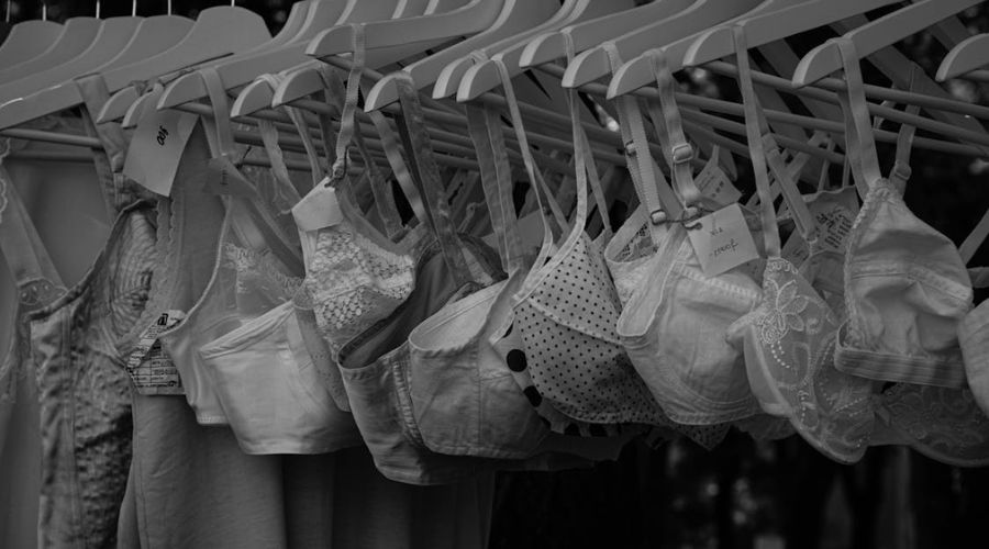 image of various lingerie types hanged in a store